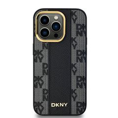 DKNY Leather Checkered Mono Pattern MagSafe Case for iPhone 13 Pro / 13 - Black-thumb-2