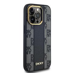 DKNY Leather Checkered Mono Pattern MagSafe Case for iPhone 13 Pro Max - Black-thumb-3
