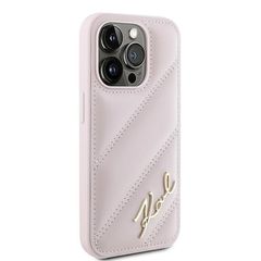 Karl Lagerfeld Diagonal Quilted Script case for iPhone 15 Pro - pink-thumb-3