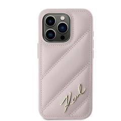 Karl Lagerfeld Diagonal Quilted Script case for iPhone 15 Pro - pink-thumb-2