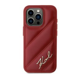 Karl Lagerfeld Diagonal Quilted Script case for iPhone 15 Pro - red-thumb-2