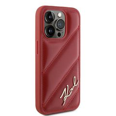 Karl Lagerfeld Diagonal Quilted Script case for iPhone 15 Pro - red-thumb-3