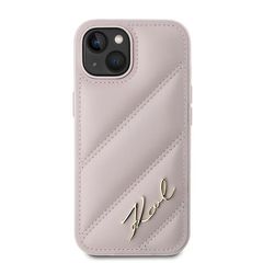 Karl Lagerfeld Diagonal Quilted Script case for iPhone 15 Plus / 14 Plus - pink-thumb-2