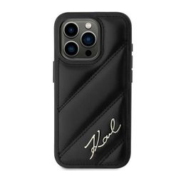 Karl Lagerfeld Diagonal Quilted Script case for iPhone 15 Pro Max - black-thumb-2