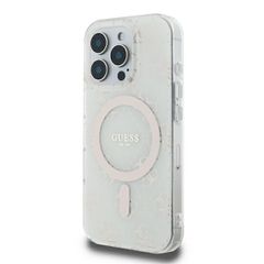 Guess IML 4G Background MagSafe iPhone 16 Pro Case - White-thumb-1