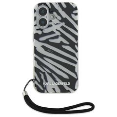 Karl Lagerfeld IML Zebra Pattern & Cord iPhone 16 Case - Black-thumb-1