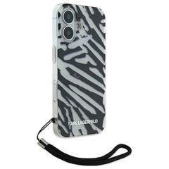 Karl Lagerfeld IML Zebra Pattern & Cord iPhone 16 Case - Black-thumb-2