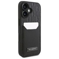 Karl Lagerfeld Cardslots Monogram iPhone 16 Case - Black-thumb-3