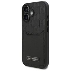 Karl Lagerfeld Cardslots Monogram iPhone 16 Case - Black-thumb-1