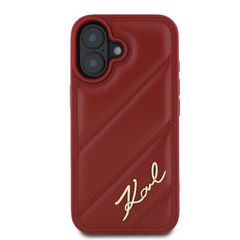 Karl Lagerfeld Diagonal Quilted Script iPhone 16 Case - Red-thumb-2