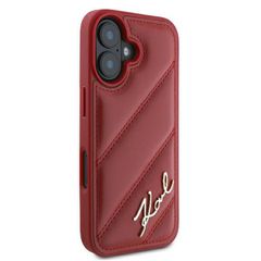 Karl Lagerfeld Diagonal Quilted Script iPhone 16 Case - Red-thumb-3