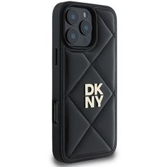DKNY Quilted Stack Logo iPhone 16 Pro Case - Black-thumb-3