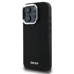 DKNY Plain Silver Logo MagSafe iPhone 16 Pro Case - Black-thumb-1