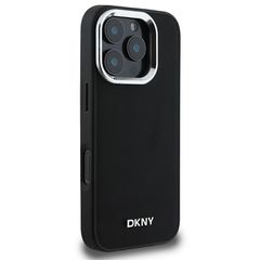 DKNY Plain Silver Logo MagSafe iPhone 16 Pro Case - Black-thumb-3