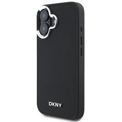 DKNY Plain Silver Logo MagSafe iPhone 16 Case - Black-thumb-1