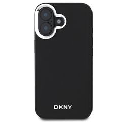 DKNY Plain Silver Logo MagSafe iPhone 16 Case - Black-thumb-2