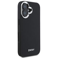 DKNY Plain Silver Logo MagSafe iPhone 16 Case - Black-thumb-3