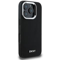 DKNY Plain Silver Logo MagSafe iPhone 16 Pro Max Case - Black-thumb-3