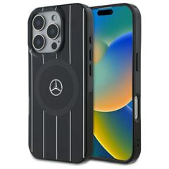 Mercedes MB Double Layer Crossed Lines MagSafe iPhone 16 Pro Case - Black