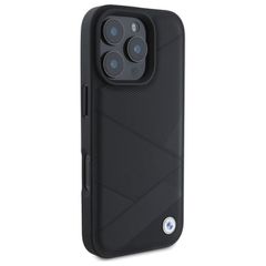 BMW Sign Leather Crossing Lines Pattern iPhone 16 Pro Max Case - Black-thumb-3