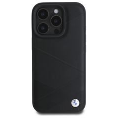BMW Sign Leather Crossing Lines Pattern iPhone 16 Pro Max Case - Black-thumb-2