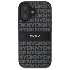 DKNY Texture Pattern Tonal Stripe iPhone 16 Case - Black-thumb-2