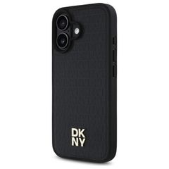 DKNY Repeat Pattern Stack Logo MagSafe iPhone 16 Case - Black-thumb-1