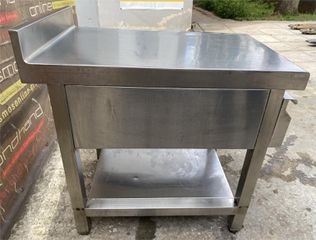 Τραπέζι Ανοξείδωτο Χαμηλό 45x70x64Cm Με 1 Συρτάρι 33x50x10Cm - Μεταχειρισμένο.-thumb-3