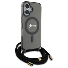 Guess Crossbody Cord Script MagSafe iPhone 16 Case - Black-thumb-2