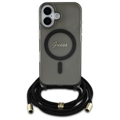 Guess Crossbody Cord Script MagSafe iPhone 16 Case - Black-thumb-1