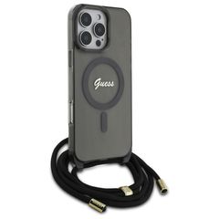 Guess Crossbody Cord Script MagSafe Case for iPhone 16 Pro Max - Black-thumb-2