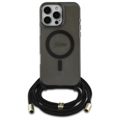 Guess Crossbody Cord Script MagSafe Case for iPhone 16 Pro Max - Black-thumb-1