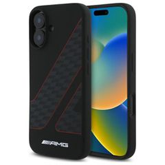 AMG Checkered Flag Pattern MagSafe iPhone 16 Case - Black-thumb-0