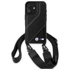 BMW M Edition Carbon Stripe & Strap iPhone 16 Plus Case - Black-thumb-1