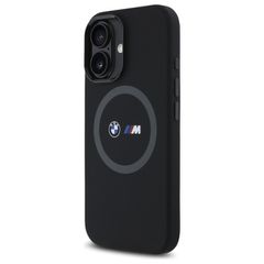 BMW M Silicone Printed Ring MagSafe iPhone 16 Case - Black-thumb-1