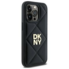 DKNY Quilted Stack Logo iPhone 14 Pro Case - Black-thumb-3