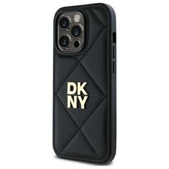 DKNY Quilted Stack Logo iPhone 14 Pro Case - Black-thumb-1