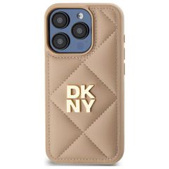 DKNY Quilted Stack Logo iPhone 15 Pro Case - Beige-thumb-2