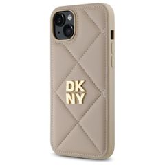 DKNY Quilted Stack Logo iPhone 15 Plus Case - Beige-thumb-1