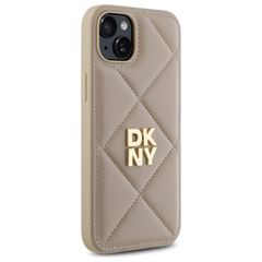 DKNY Quilted Stack Logo iPhone 15 Plus Case - Beige-thumb-3