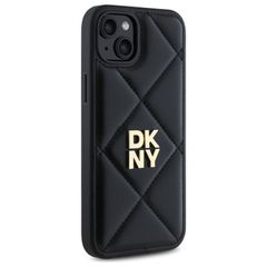 DKNY Quilted Stack Logo iPhone 15 Plus Case - Black-thumb-3