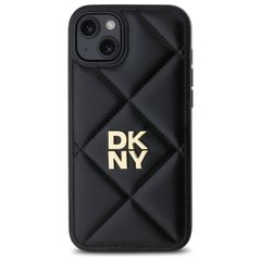 DKNY Quilted Stack Logo iPhone 15 Plus Case - Black-thumb-2