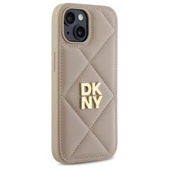 DKNY Quilted Stack Logo iPhone 15 Case - Beige-thumb-3