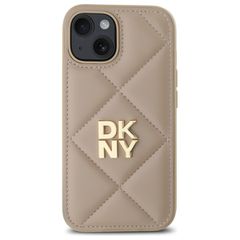 DKNY Quilted Stack Logo iPhone 15 Case - Beige-thumb-2