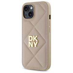 DKNY Quilted Stack Logo iPhone 15 Case - Beige-thumb-1