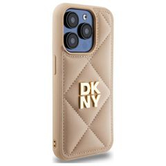 DKNY Quilted Stack Logo iPhone 15 Pro Max Case - Beige-thumb-2