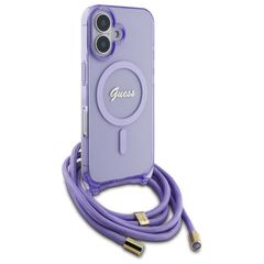 Guess Crossbody Cord Script MagSafe iPhone 16 Case - Purple-thumb-2