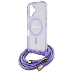 Guess Crossbody Cord Script MagSafe iPhone 16 Case - Purple-thumb-4