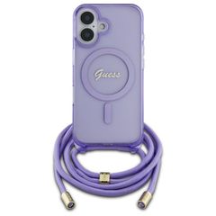 Guess Crossbody Cord Script MagSafe iPhone 16 Case - Purple-thumb-1