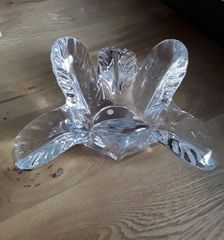 Κρυστάλλινο μπολ/κηροπήγιο Vintage Crystal Leaf Bowl Vannes le Chatel, France, 1960s